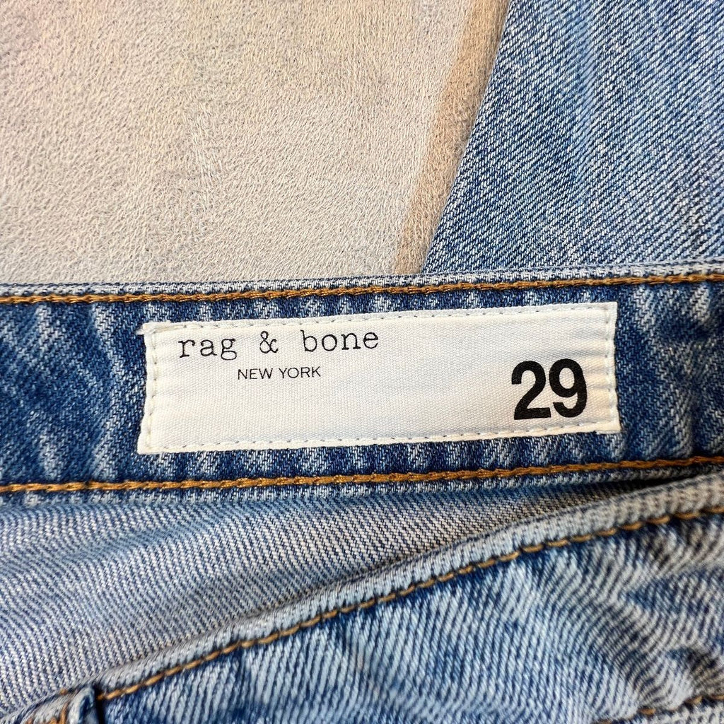 Rag & Bone Rosa Mid Rise Boyfriend Jeans Womens 29 Distressed Light Wash Denim