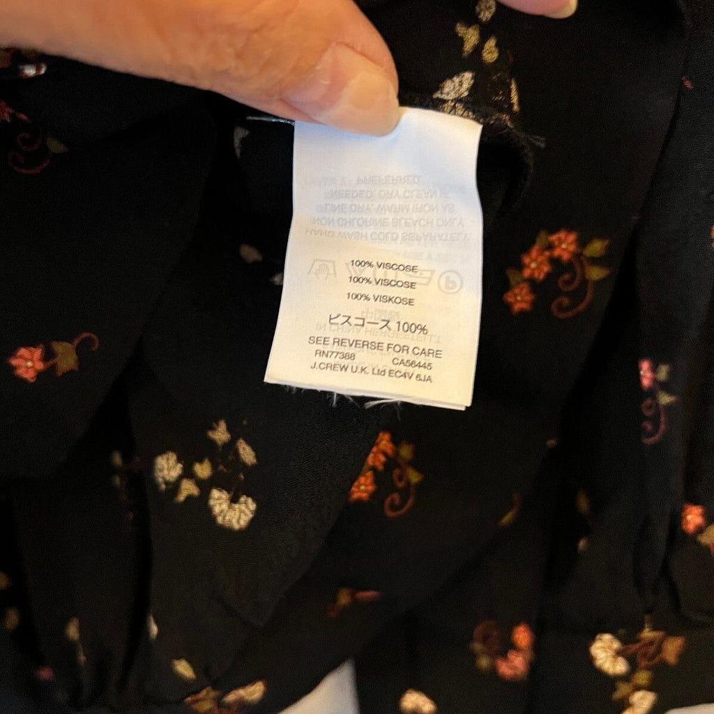 70s Boho Floral Wrap Blouse Tie Waist Puff Sleeve Madewell Medium