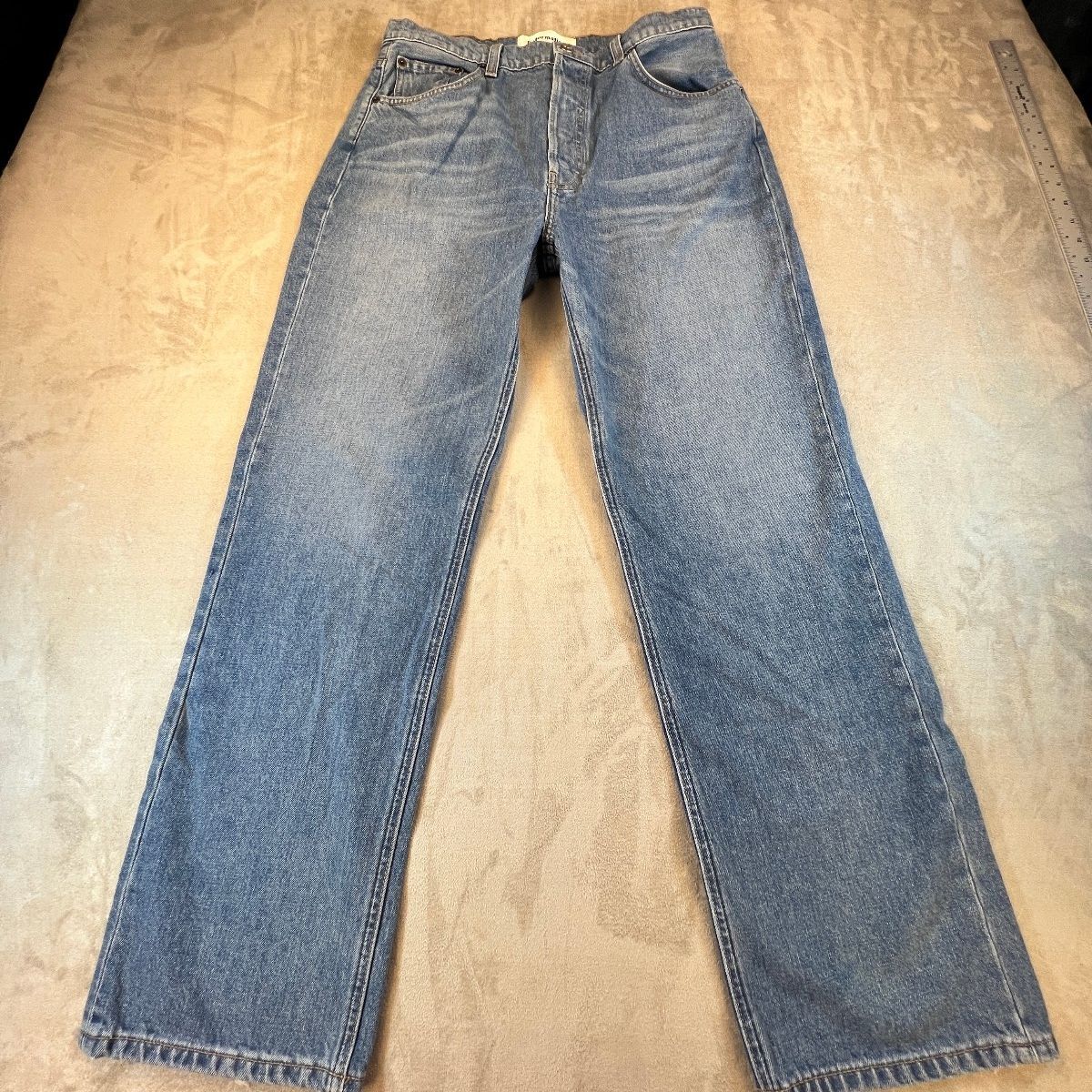 Reformation Cynthia High Rise Relaxed Jeans Womens 31 Blue Button Fly Made USA