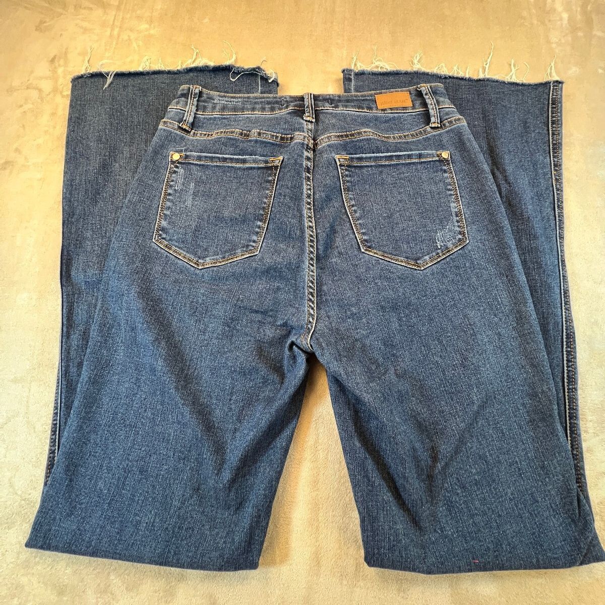 Judy Blue 9/29 High Rise Flare Jeans Long 32" Inseam Raw Frayed Hem JB88611