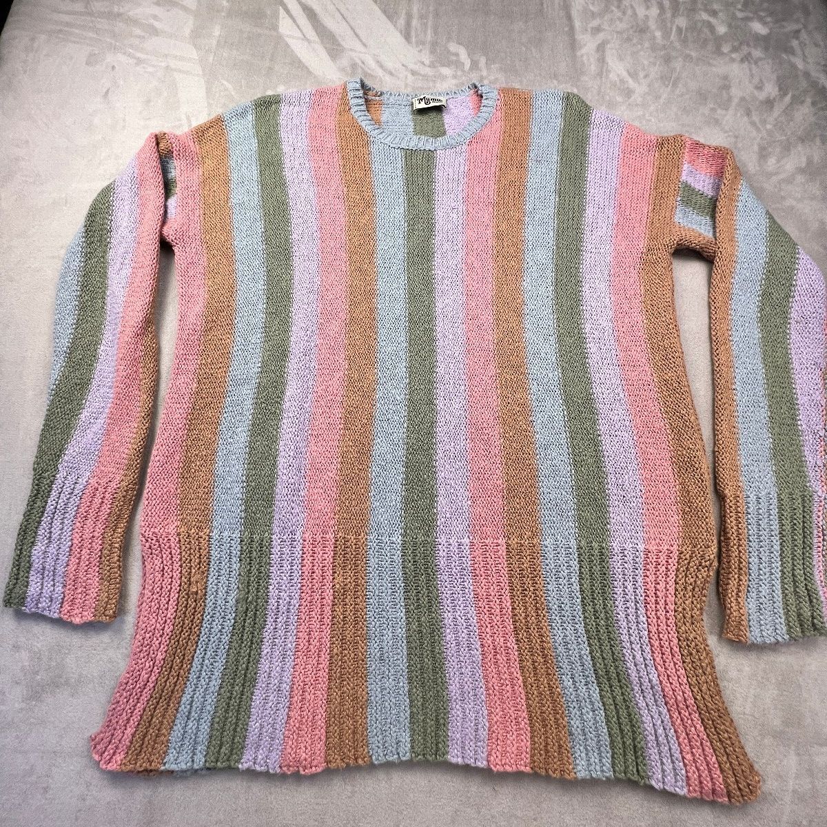 Show Me Your Mumu Chester Sweater Dress M Holly Retro Stripe Knit Oversized