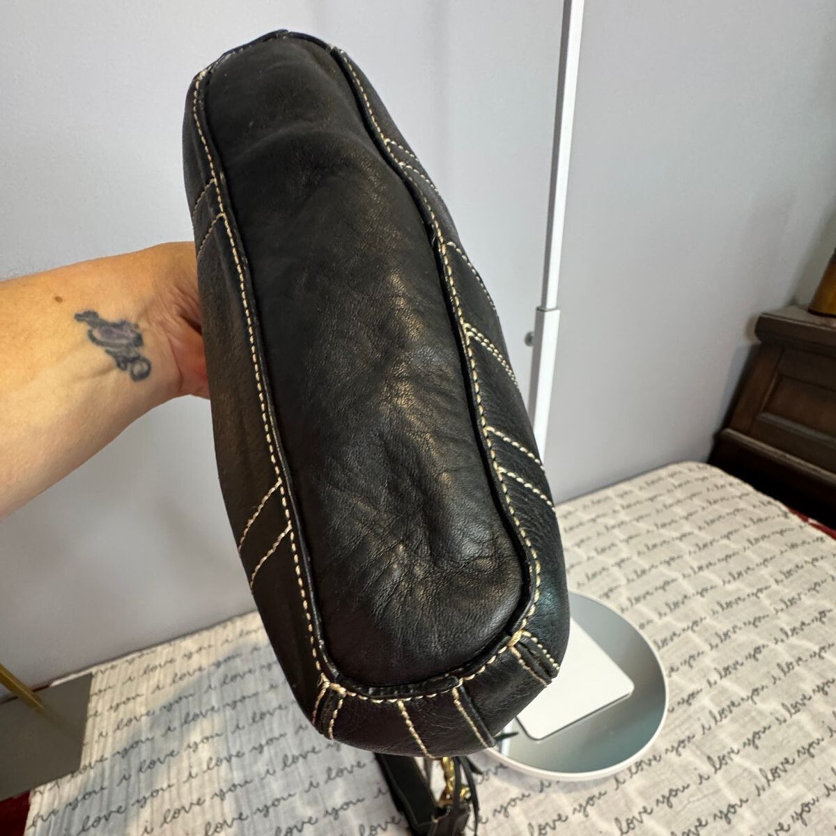 Coach Bleecker 10398 Vintage Black Leather Convertible Crossbody Shoulder Bag