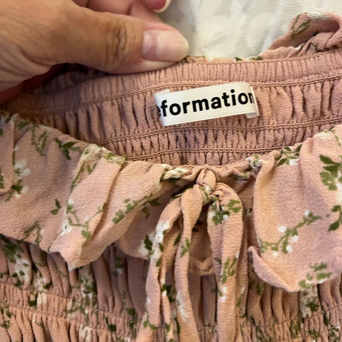 Reformation Morris Mini Dress 4 Melody Pink Floral Smocked Ruffle Cottagecore