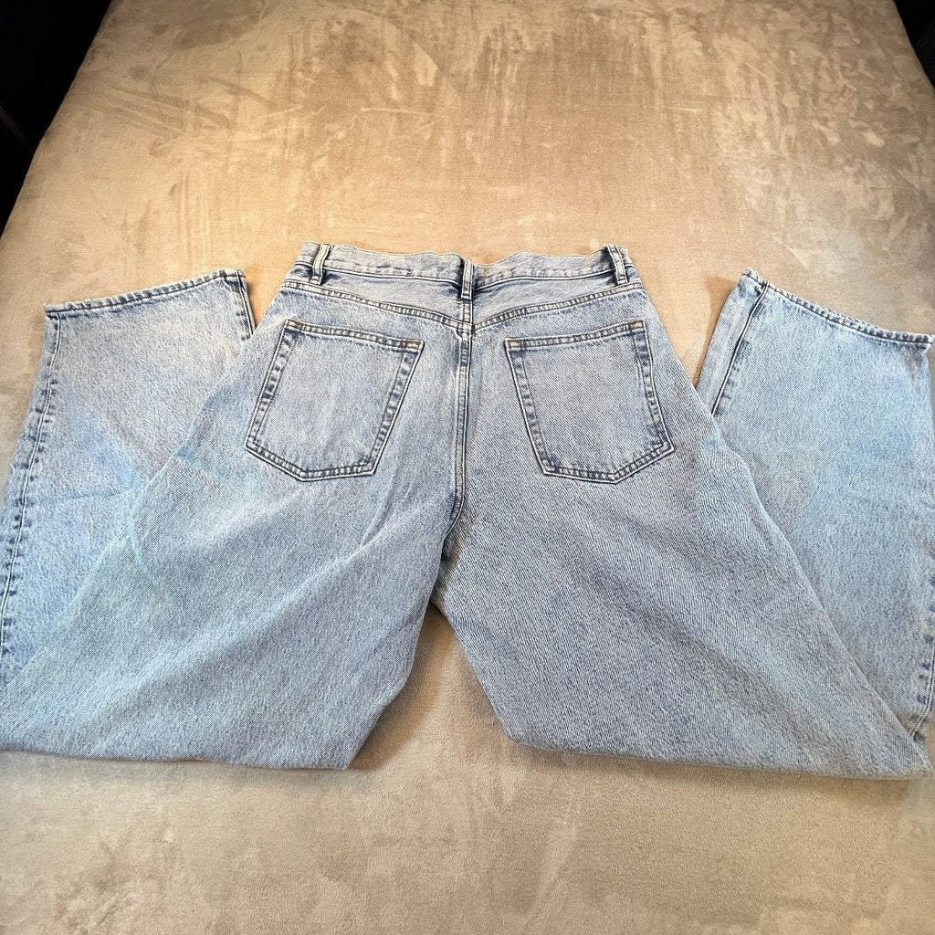 FRAME The Bubble Jeans 29 Outlaw Light Wash High Rise Barrel Leg 100% Cotton