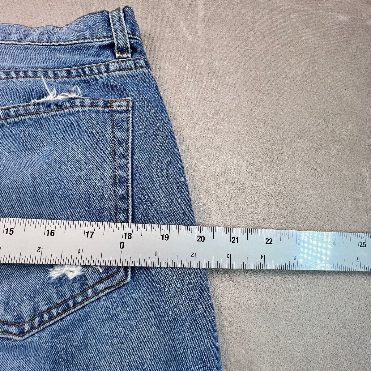 Reformation Julia Jeans Womens 31 Blue Distressed Raw Hem Straight Leg Made USA