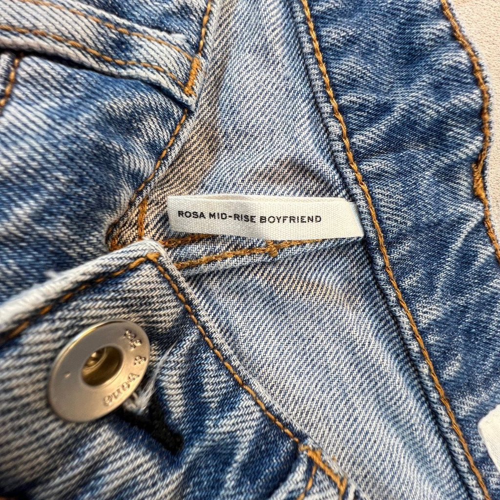 Rag & Bone Rosa Mid Rise Boyfriend Jeans Womens 29 Distressed Light Wash Denim
