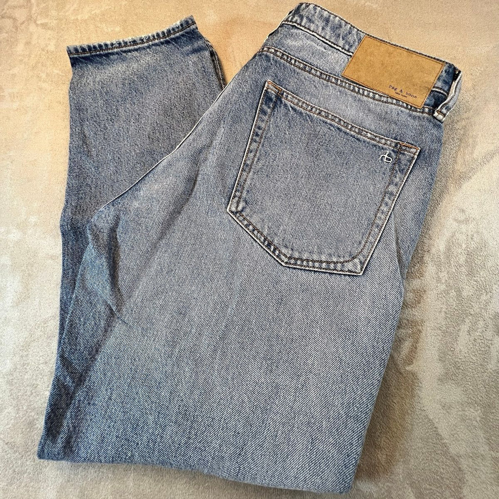 Rag & Bone Rosa Mid Rise Boyfriend Jeans Womens 29 Distressed Light Wash Denim