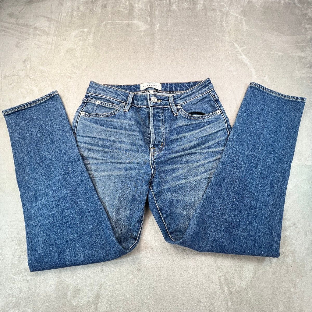 SLVRLAKE Los Angeles Lou Lou Jeans Womens 27 Mid Rise Slim Button Fly Blue