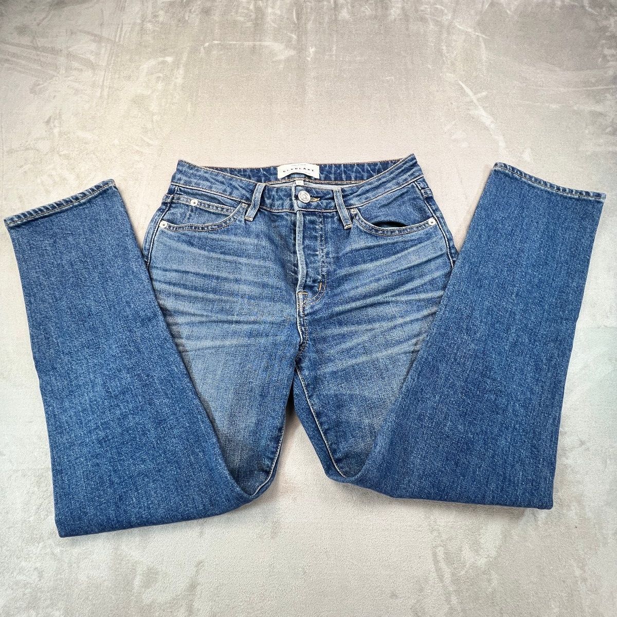 SLVRLAKE Los Angeles Lou Lou Jeans Womens 27 Mid Rise Slim Button Fly Blue