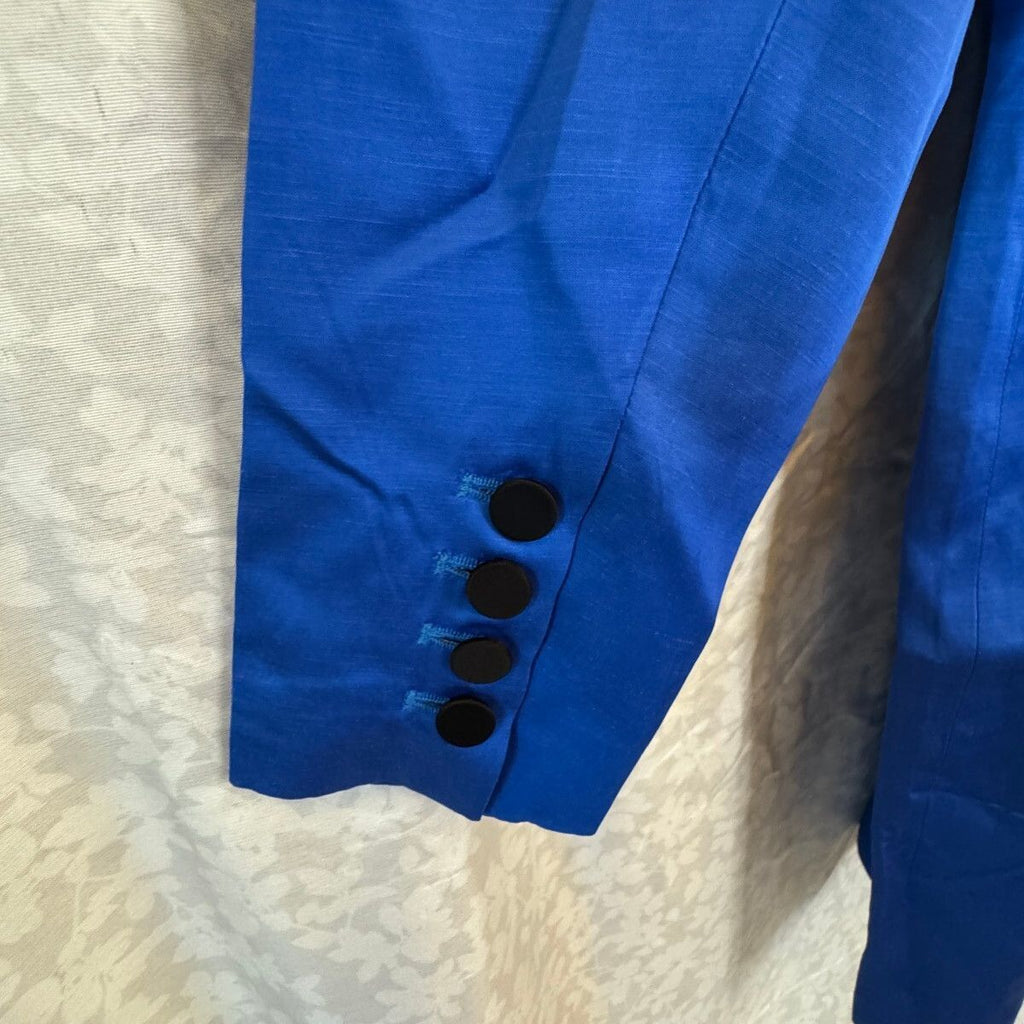Mare Mare Anthropologie Blazer Mini Skirt Set M NWT Cobalt Blue Linen Blend