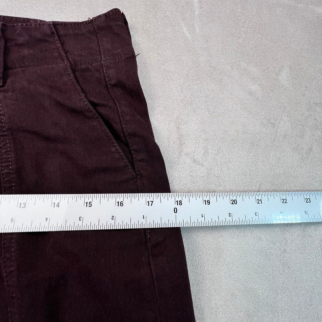 PAIGE Brooklyn Womens 27 Burgundy High Rise Wide Leg Jeans Stretch