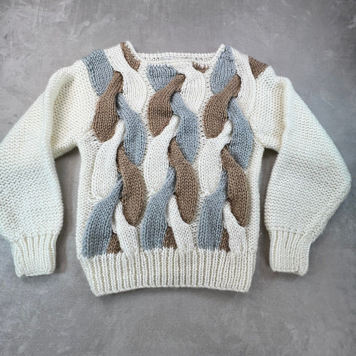Vintage Donagain Sweater Womens L 3D Braided Cable Knit Grandmacore Cottagecore