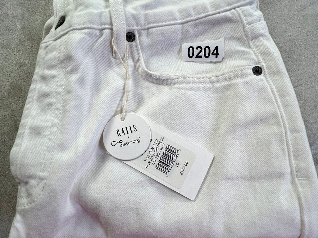Rails Atwater Slouchy Straight Jeans in Blanche Distress, size 29