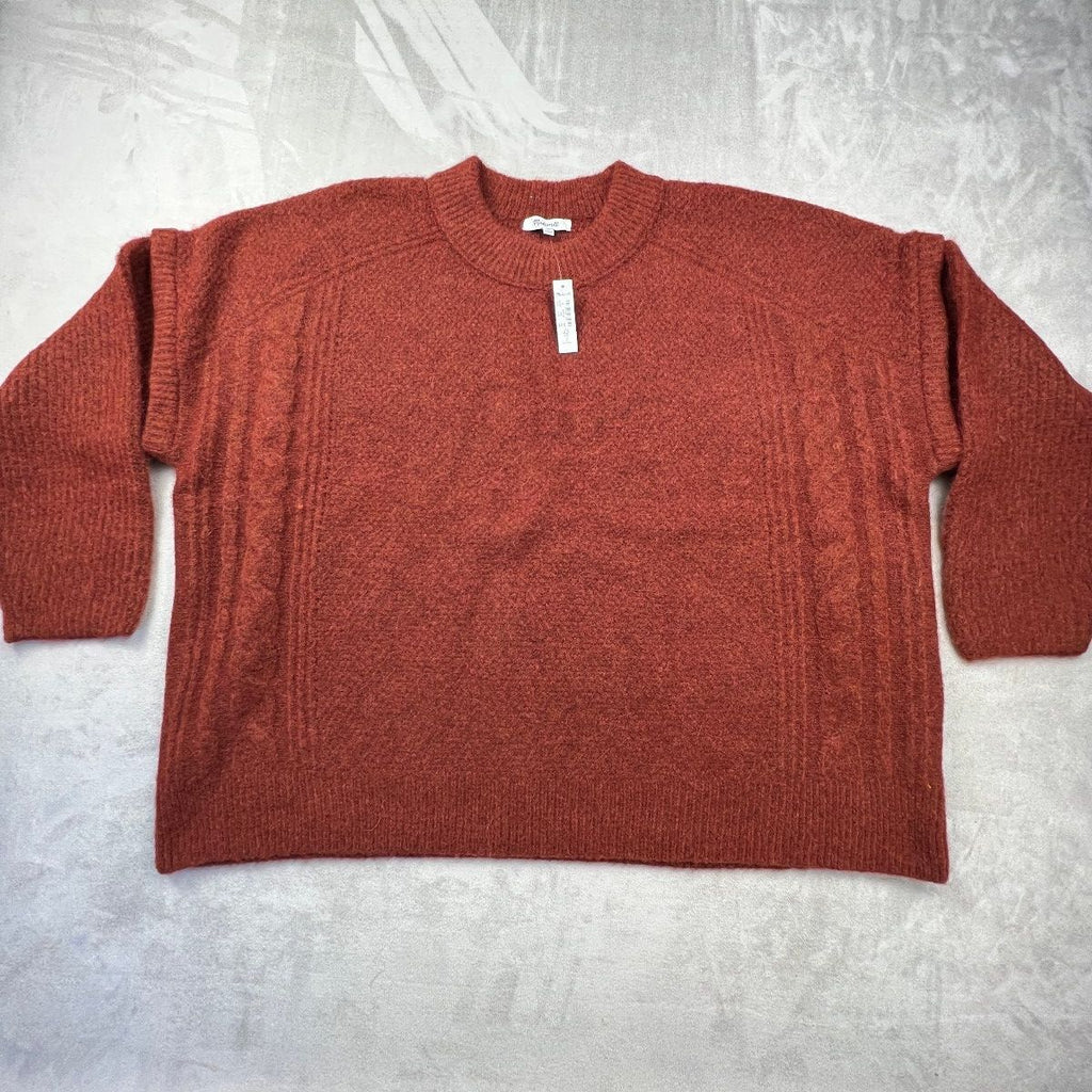 Madewell Kiawah Cable Sweater Heather Auburn Alpaca Wool 2X