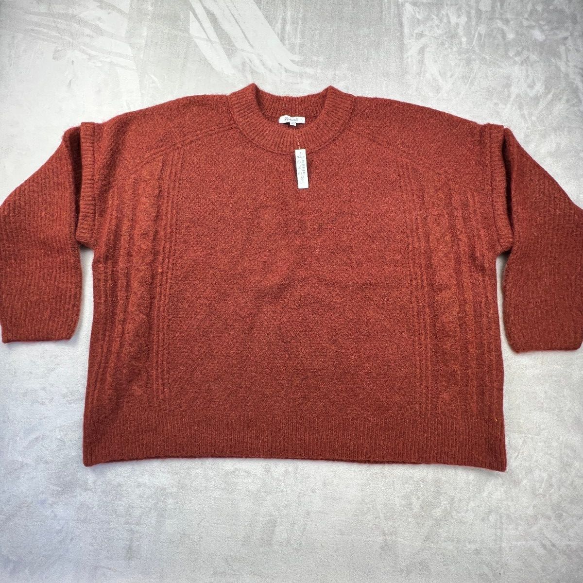 Madewell Kiawah Cable Sweater Heather Auburn Alpaca Wool 2X