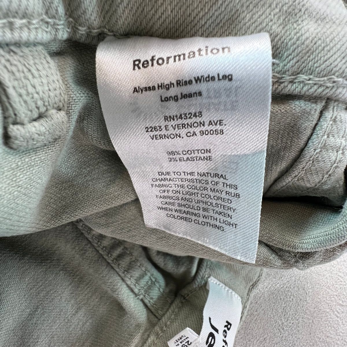 Reformation Alyssa Jeans Women's 29 Green High Rise Wide Leg Long Stretch Denim