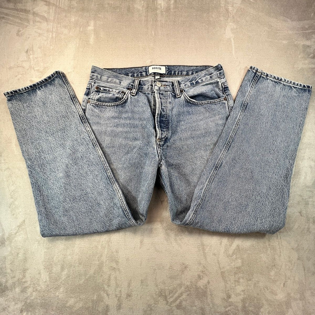 AGOLDE Wyman Jeans Womens 26 Straight Leg Organic Cotton Light Wash Button Fly