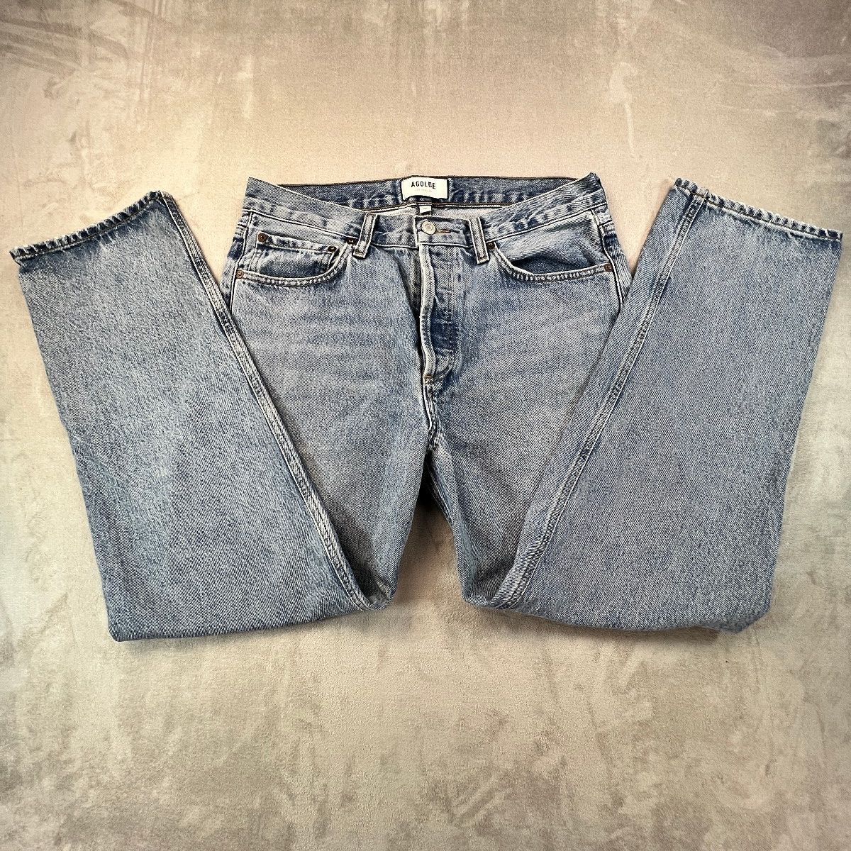 AGOLDE Wyman Jeans Womens 26 Straight Leg Organic Cotton Light Wash Button Fly
