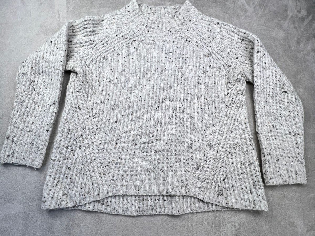 Madewell Belmont Donegal Mock Neck Sweater Oatmeal Wool Sm.