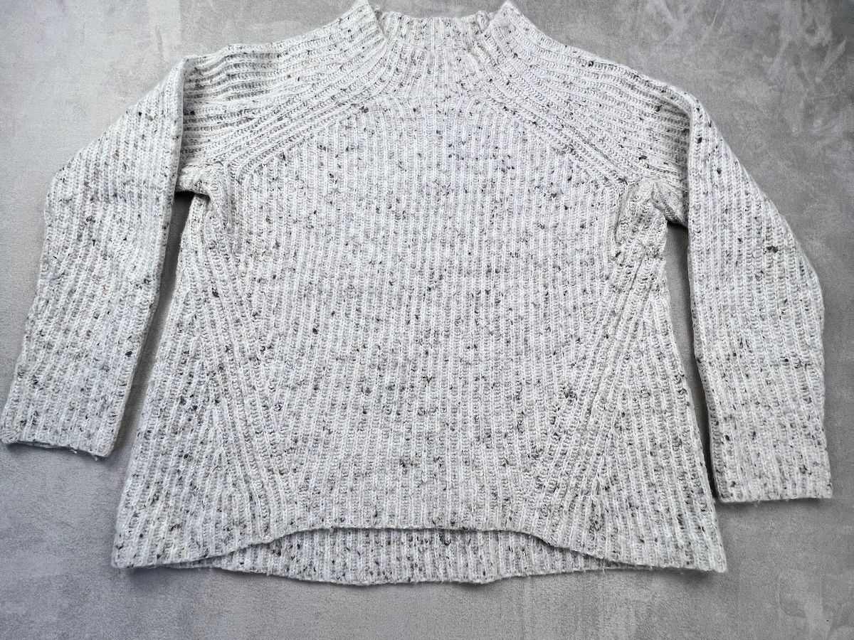 Madewell Belmont Donegal Mock Neck Sweater Oatmeal Wool Sm.
