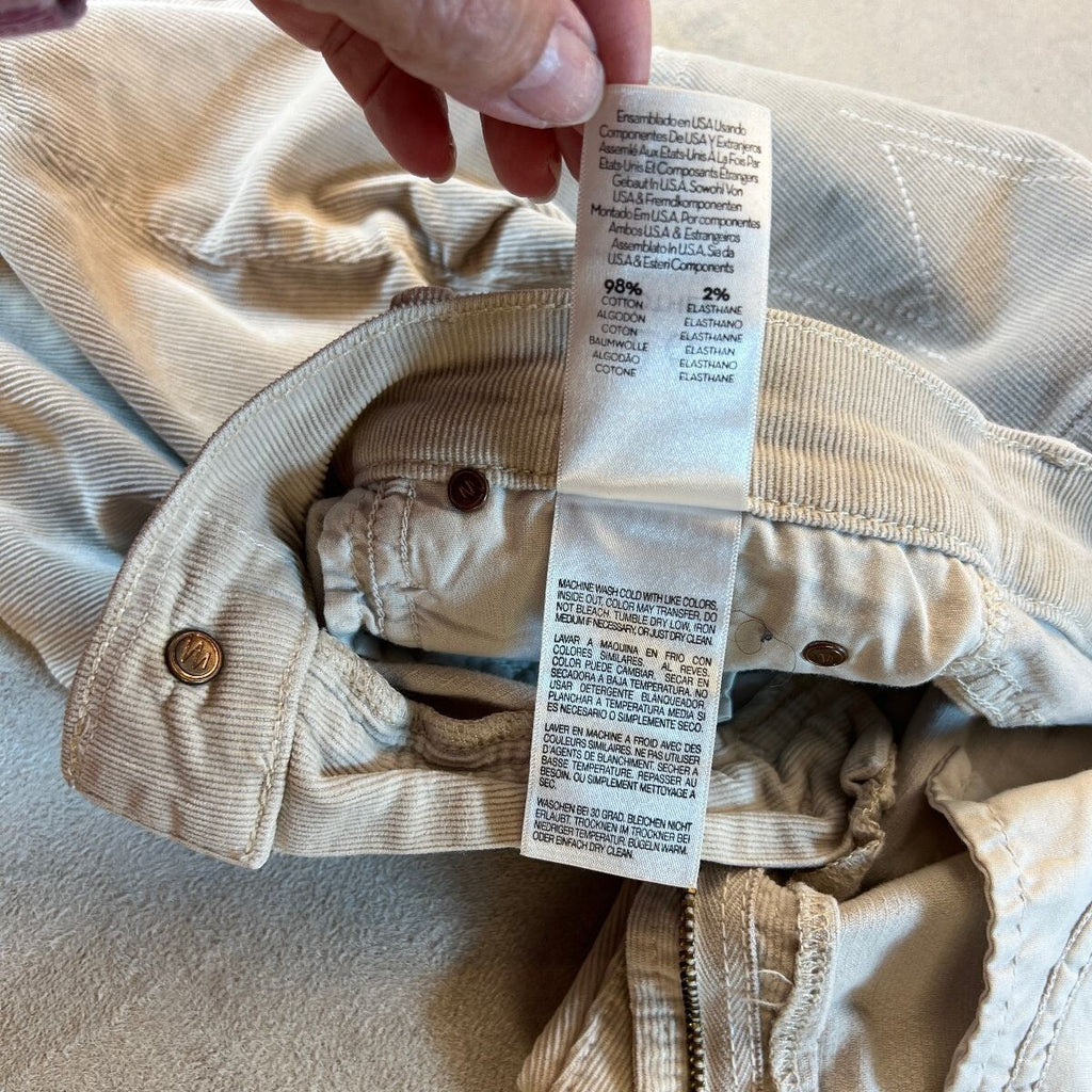 MOTHER The Charmer Hopscotch Corduroy Pant 26 Beige Skinny