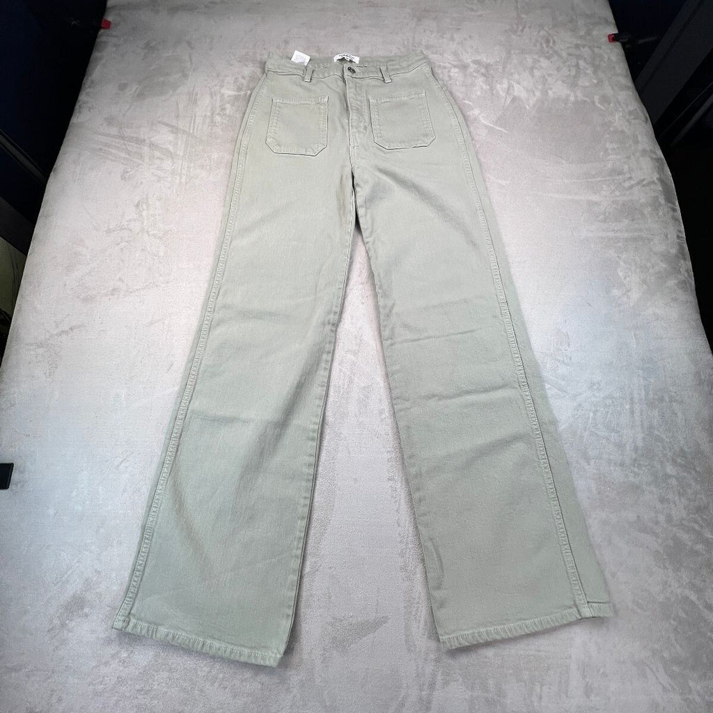 Reformation Alyssa Jeans Women's 29 Green High Rise Wide Leg Long Stretch Denim