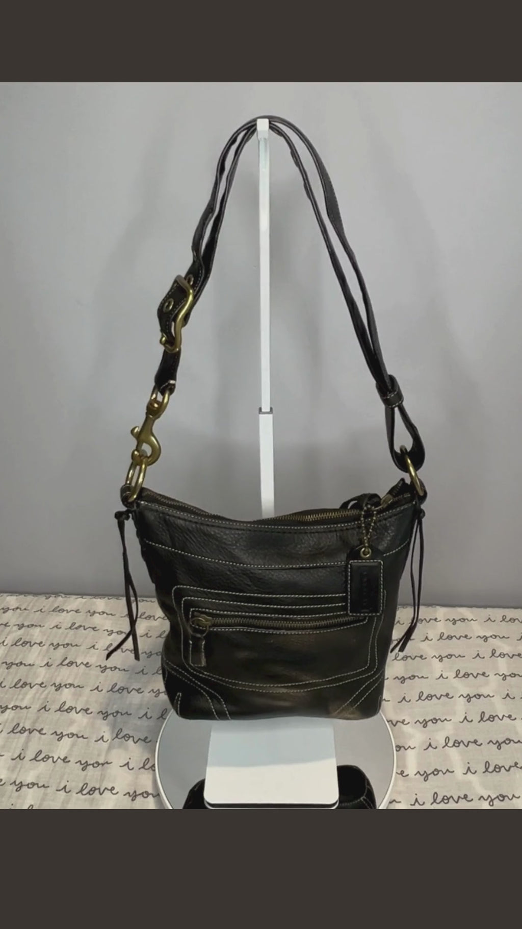 Coach Bleecker 10398 Vintage Black Leather Convertible Crossbody Shoulder Bag