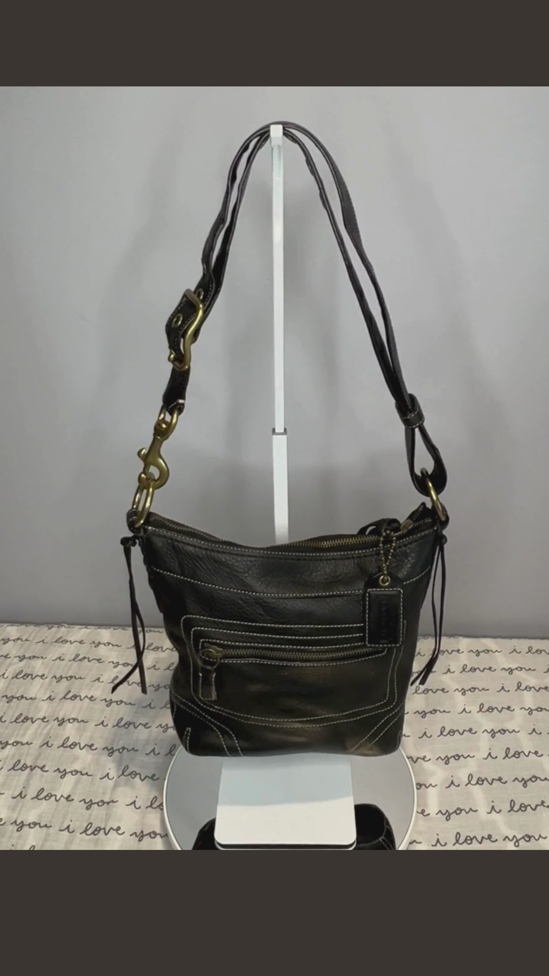 Coach Bleecker 10398 Vintage Black Leather Convertible Crossbody Shoulder Bag