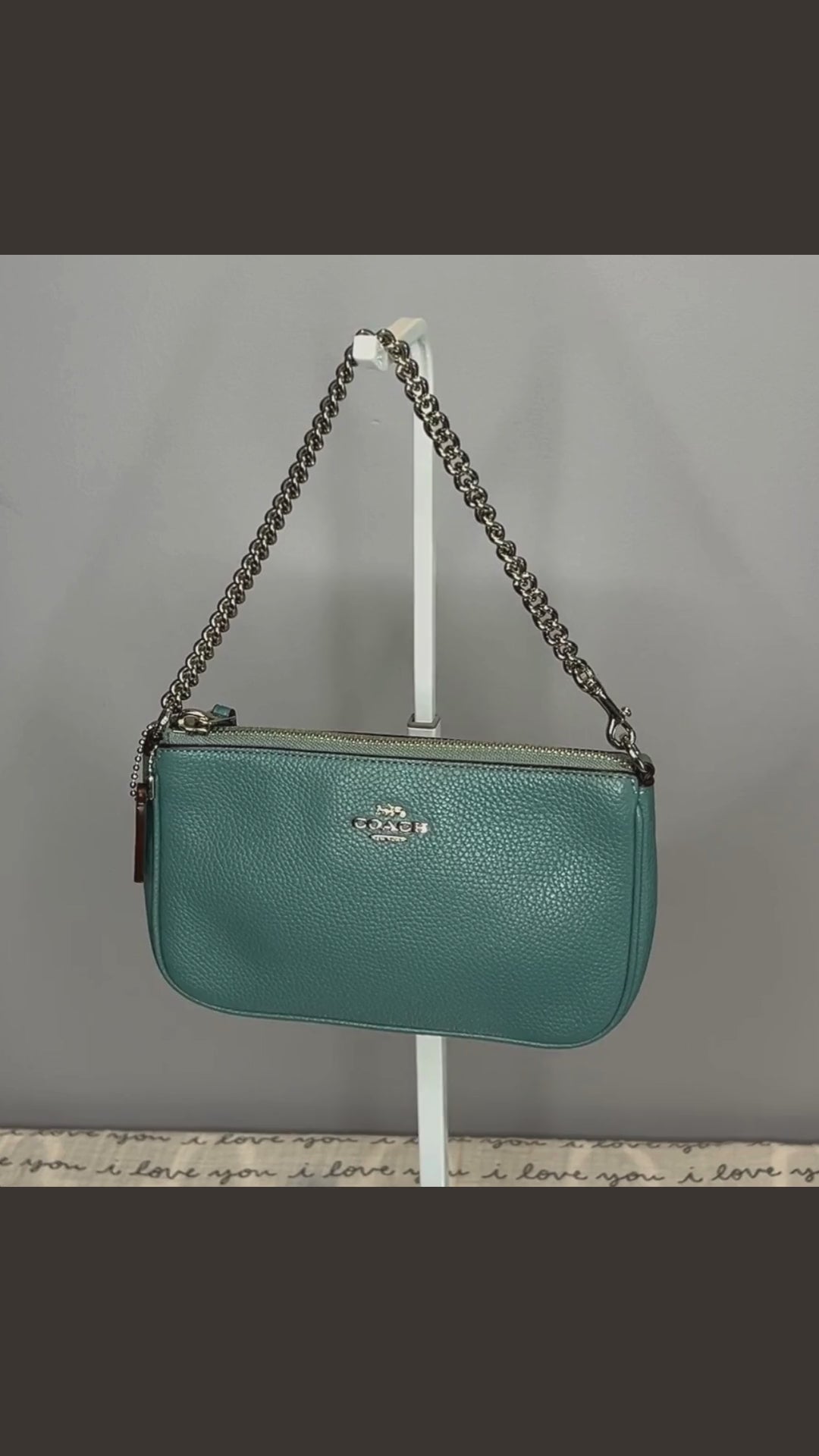 Coach Nolita 19 Peacock Teal Pebble Leather Wristlet Crossbody Bag F53077 NWOT